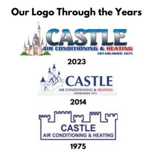 Castle Air Conditioning and Heating past and present company logos.