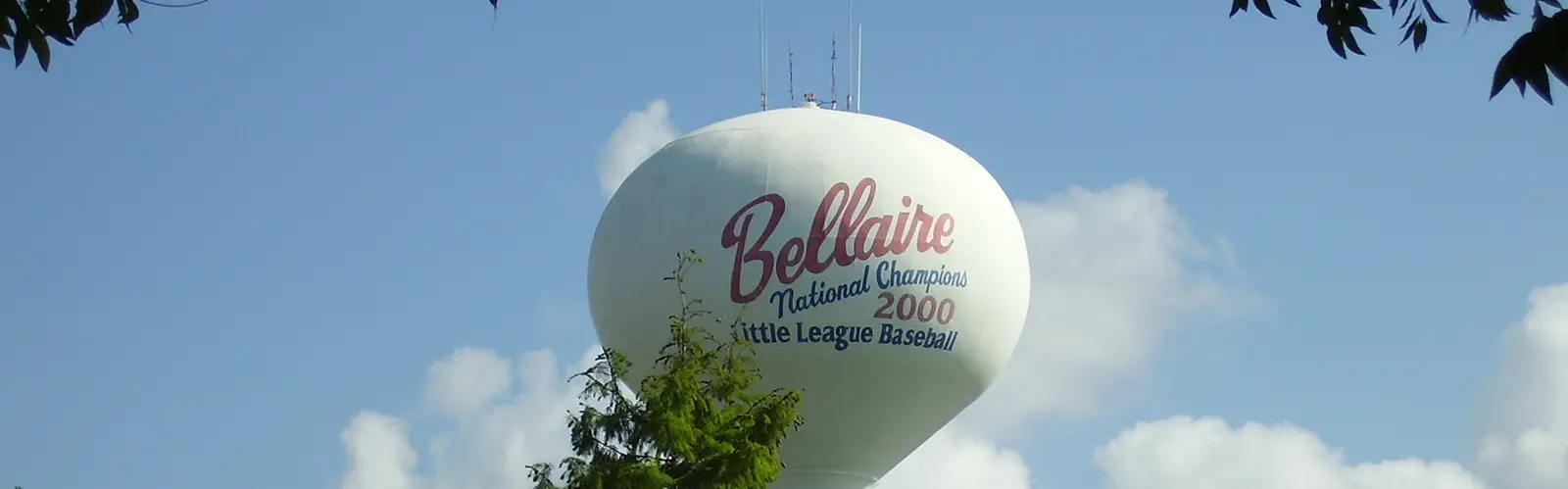 The Bellaire, Texas water tower, near a Castle HVAC replacement job